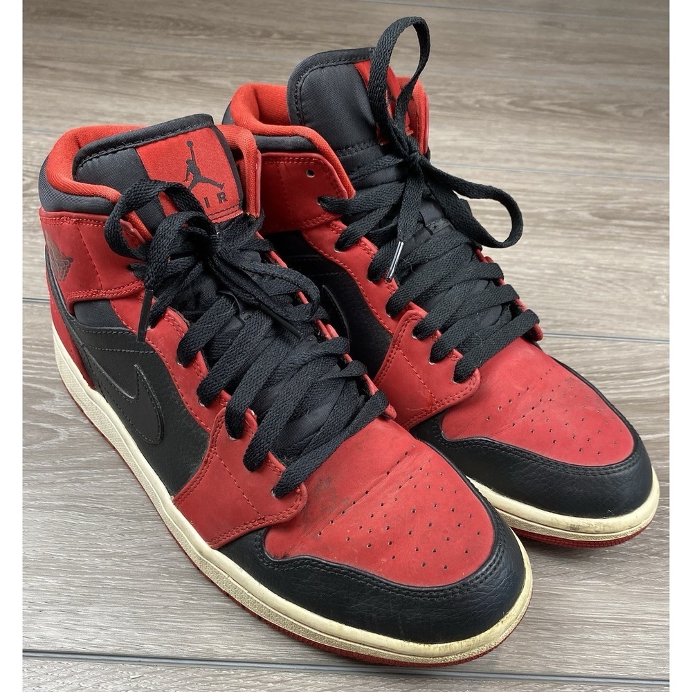 Nike Air Jordan‎ 1 Mid Bred Black Red Mens Size 10 554724-005